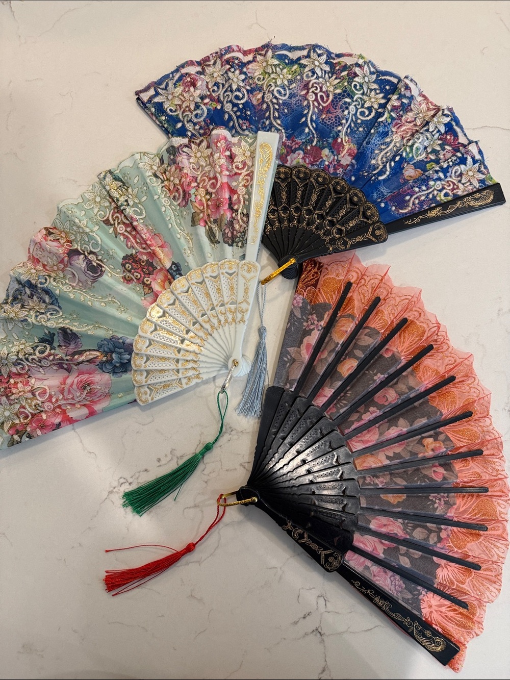 Floral Lace Hand Fan - Assorted Colors